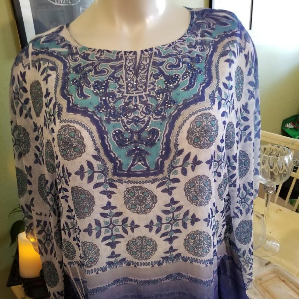 Style & Co. Blue Sheer Blouse